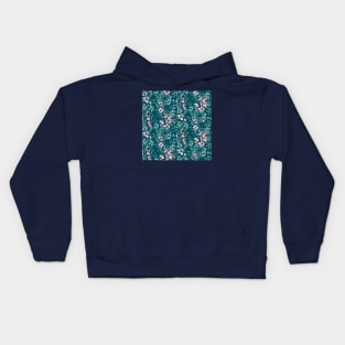 Pink and Teal Splashed Flowers Kids Hoodie